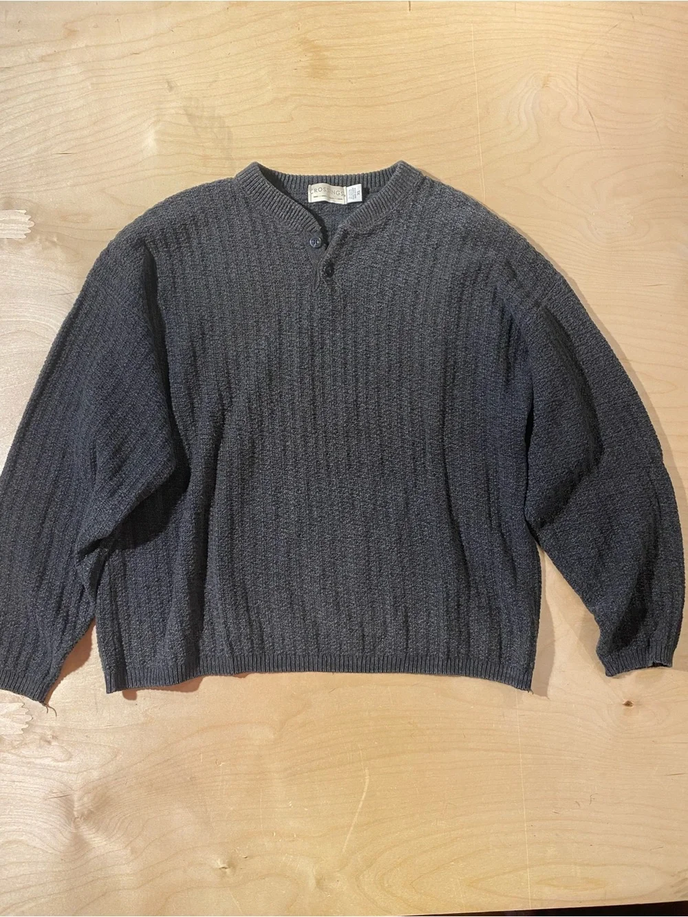 Crossings Men's Crew-Neck Knit Sweater - Charcoal XL (ST)